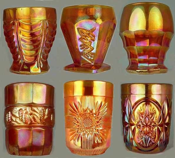 European Carnival Glass tumblers