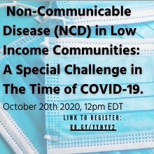 Webinar on October 20th discussing how Covid 19 effects low income communities 