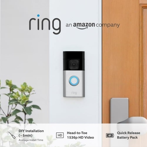 פעמון דלת חכם RING דגם BATTERY DOORBELL PLUS
