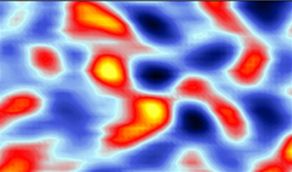 Persistent currents in graphene imaged at the nanoscale using the scanning SQUID-on-tip magnetometer. Color rendering of one component of the local persistent current density circulating around electrically charged impurities in a non-topological state. Scale bar is 500 nm